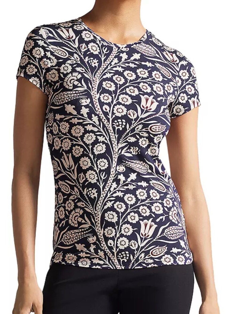NWT Ted Baker Rosali Floral Printed Stretch Fitted Tee Size 4 (US10-12)